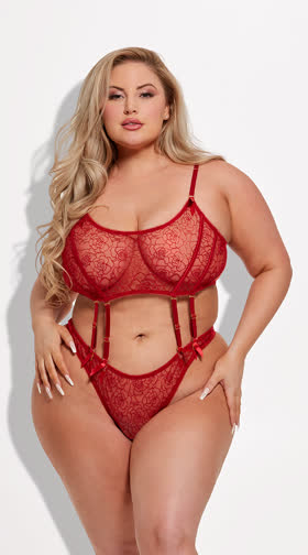 Plus Size Satin Sensation Bra Set Sexy Satin Asymmetrical Lingerie