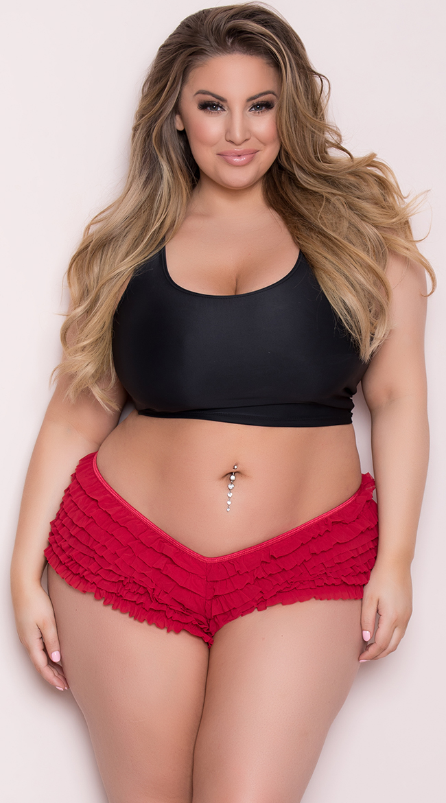 Plus Size Ruffle Shorts with Back Bow plus size ruffled panty