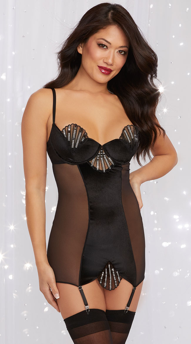 Putting On The Glitz Chemise, Sexy Sequin Garter Lingerie-Yandy.com Putting On The Glitz Chemise, Sexy Sequin Garter Lingerie-Yandy.com