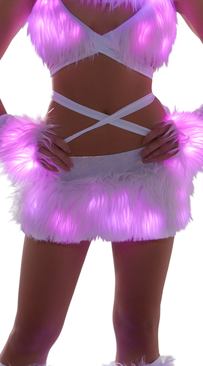 Light Up Furry Belted Skirt