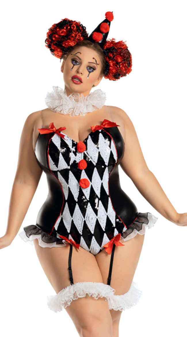 Plus Size Dark Harlequin Costume Plus Size Sexy Clown Costume