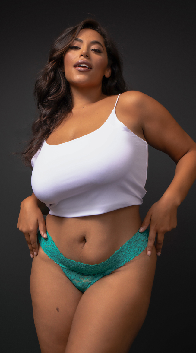 Yandy Plus Size Flirty Soft Lace Thong