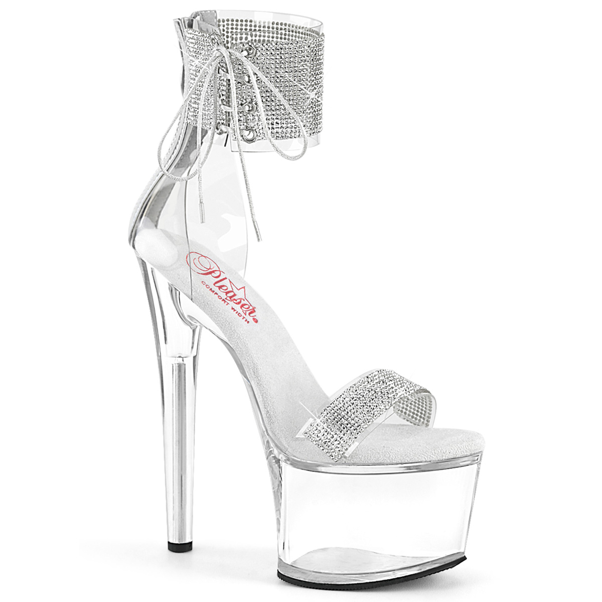 7" Heel, 2 3/4" PF RS Embellished Ankle Cuff Sandal, Back Zi