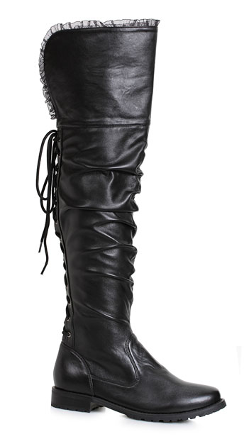 Over The Knee Pirate Boot - Black
