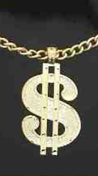 Pimp Bling Dollar Sign Necklace - As Shown