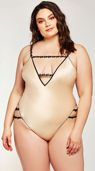 Plus Size Celeste Satin Applique Teddy - Blush