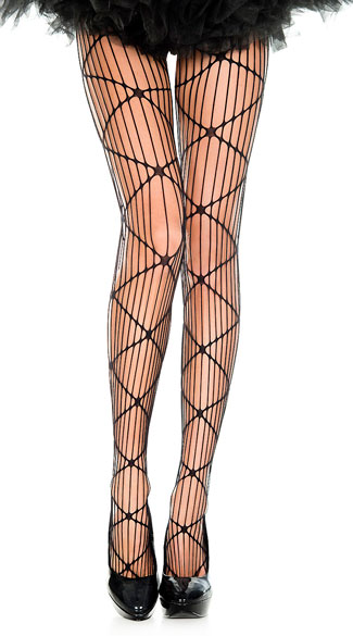 Net Pattern Spandex Tights - Black