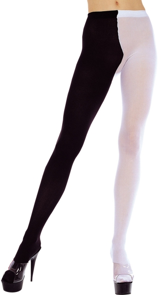 Plus Size Queen Size Multicolored Tights - Black/White
