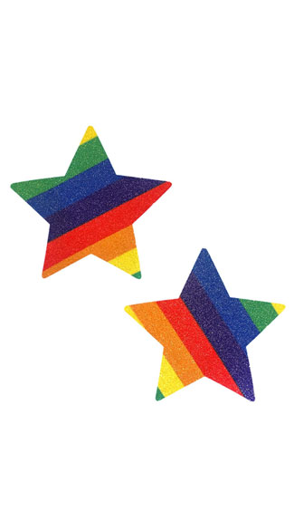 Orlando Pride Rainbow Glitter Star Pasties - as shown