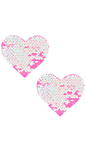 Aurora Pink Sequin Heart Pasties - as shown