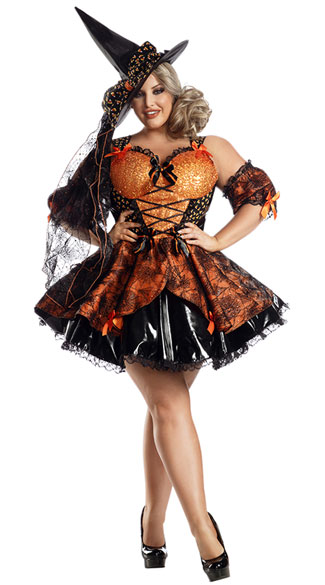 Plus Size Sweet As Candy Witch Costume - As Shown
