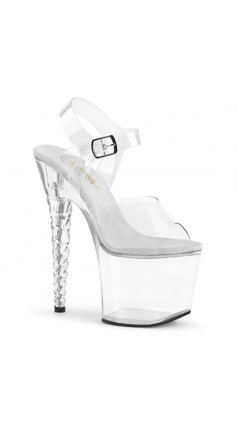 7 Inch Clear Unicorn Heel Sandal - Clr/Clr
