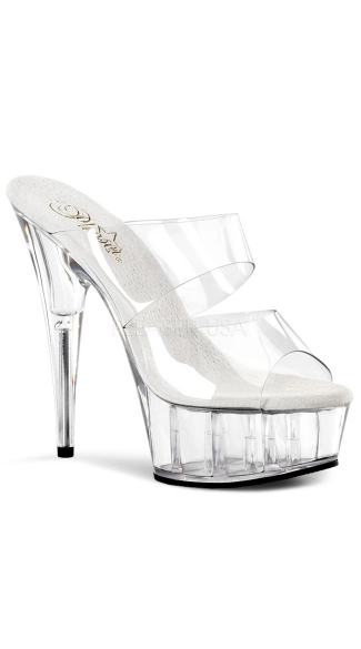 6 Inch Stiletto Heel Two-band Platform Slide - as shown