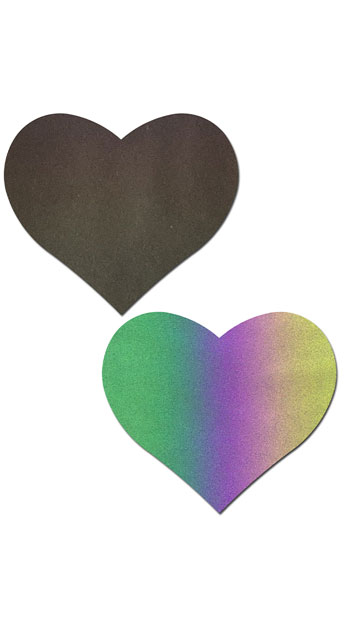 Reflective Rainbow Heart Pasties - As Shown