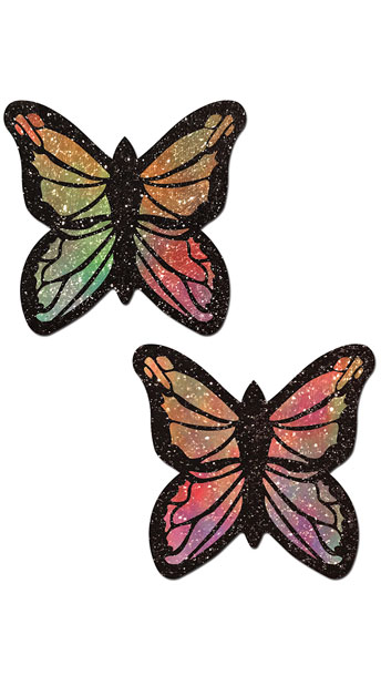 Glittering Pastel Rainbow Butterfly Pasties - Rainbow