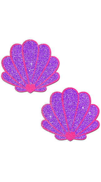 Neon Pink & Purple Glitter Mermaid Shells Pastie