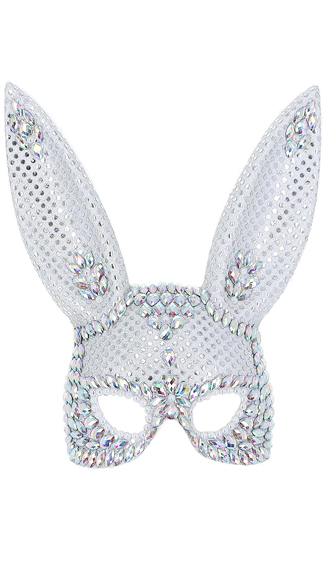 Silver Jewel and Sequin Rabbit Mask - as shown