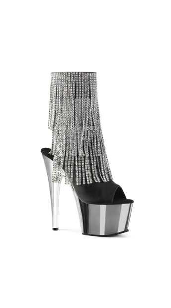7" Rhinestone Fringe Ankle Boot, Fringe Ankle Boot, Fringe Boots