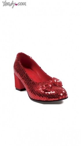 Red Sequin Kitten Heel with Bow