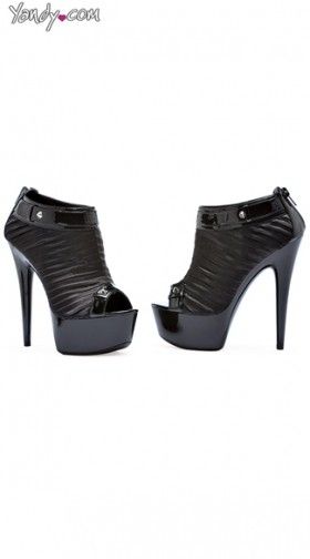 Black Peep Toe Platform Booties