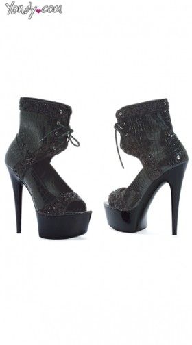 Faux Alligator Open Front Booties
