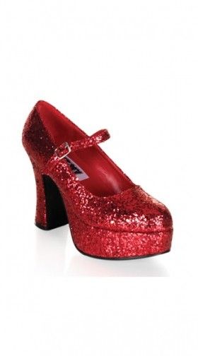 Glitter Girl Red Mary Jane Platforms