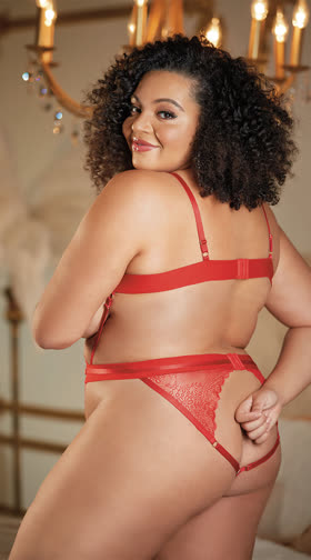 Plus Size Let's Get It On Open Cup Teddy