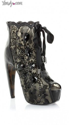 Lace Up Open Toe Bootie