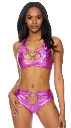 Honey Open-Cup Bra Red