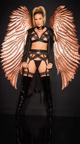 Crossed Lace Bralette and Garter Set