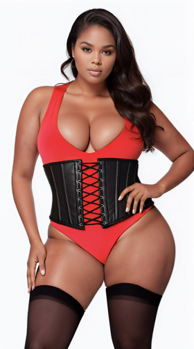 Plus Size Top Drawer Faux Leather Waist Cincher