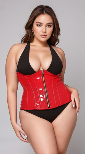 Plus Size Top Drawer Red Patent PVC Underbust Corset