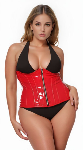 Plus Size Top Drawer Red Patent PVC Underbust Corset