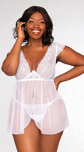 Plus Size Bridal Babe Flyaway Babydoll Set (redirected 1/24/24)