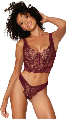 Geometric Embroidery Bustier Set