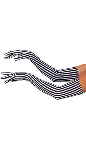 Black and White Striped Gloves