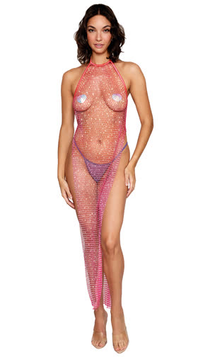 Watermelon Rhinestone Gown