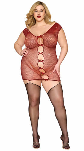 Queen Rhinestones Ribbon Garter Chemise