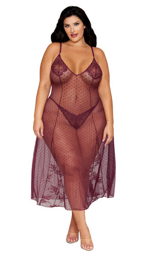 Queen Dot Mesh Midi-Length Gown