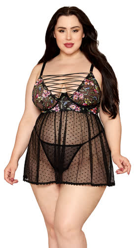 Plus Size Dainty Floral Babydoll