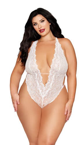 Plus Size Heart Pearl Harness Teddy