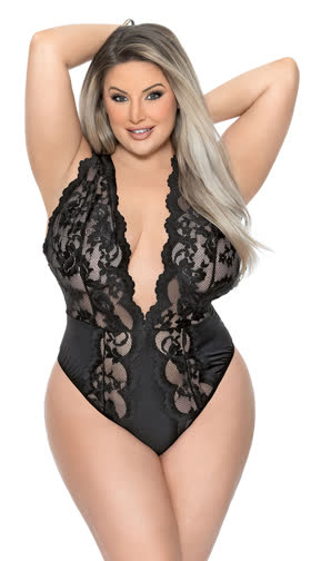 Plus Size High and Low Cut Lace Teddy