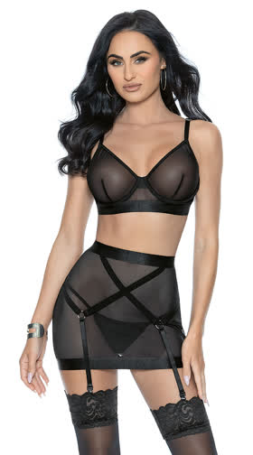 Spank Me Bra and Garter Skirt Set
