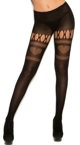 Sheer Fishnet Heart Pantyhose