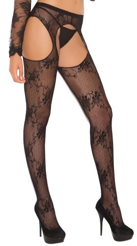 Plus Size Lace Suspender Pantyhose