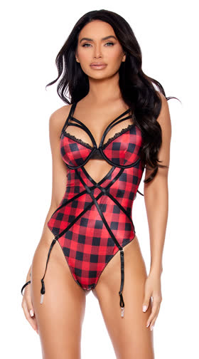 Strappy Plaid Teddy
