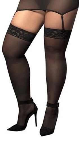 Plus Size Lace Top Thigh High Stockings