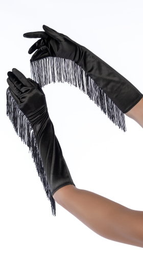 Satin Fringe Opera Gloves