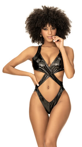 Glossy Criss-Cross Monokini Swimsuit