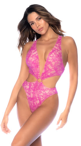 Pink Lace Summer One Piece Swimsuit